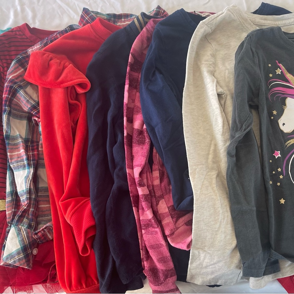 Lot of 9 Colorful Kids Long Sleeve Shirts Set. Size 6.